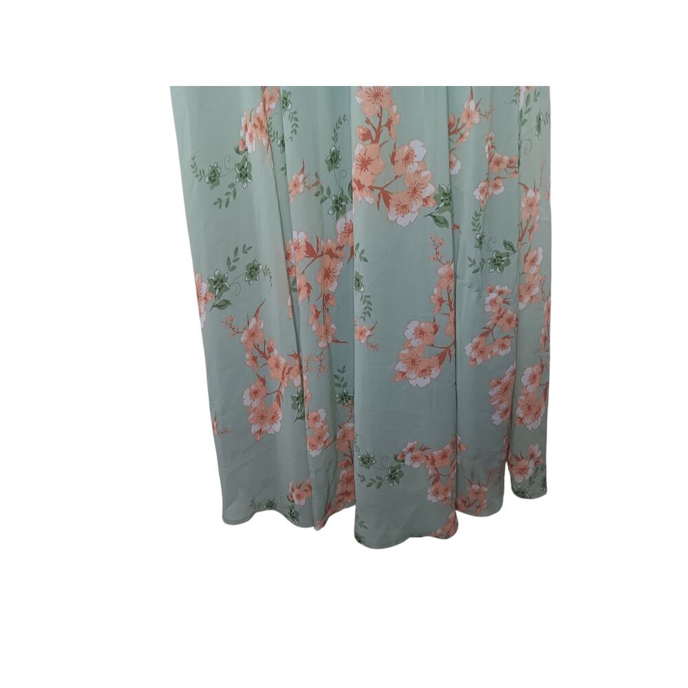 Baltic Born Olivia Maxi Dress L Sage Peach Floral Chiffon Smocked Wedding - Picture 6 of 16